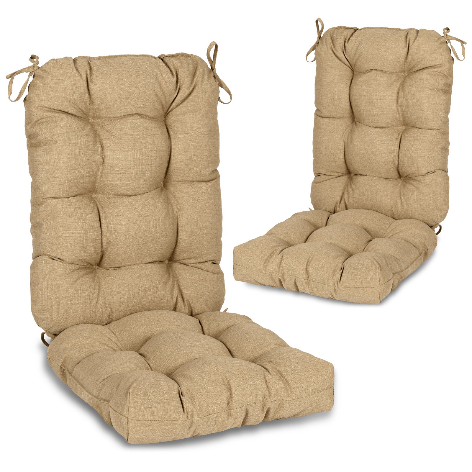 Tufted Outdoor High Back Chair Cushions Patio Replacement Cushion, Brown - Aoodor